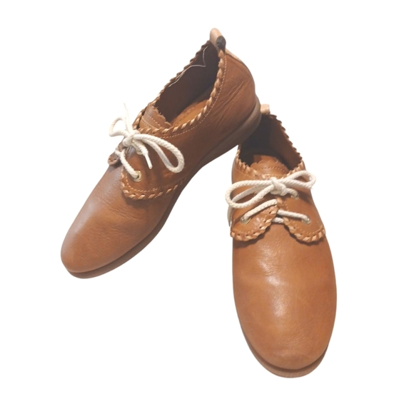 Pikolinos Tan Leather Oxfords Women's Leather Lace Up Flats Size 6 - Picture 1 of 10